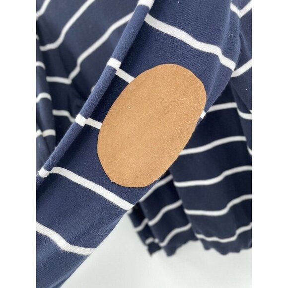 Market & Spruce Women's Aubree Elbow Patch Sweater Navy Striped Size 1x - Picture 7 of 11